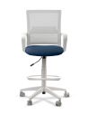 Silla de Trabajo LINK White Cajera Neumática con Asiento Tela Azul