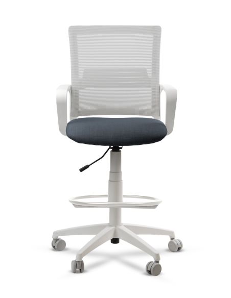Silla de Trabajo LINK White Cajera Neumática con Asiento Tela Cielo