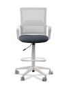 Silla de Trabajo LINK White Cajera Neumática con Asiento Tela Cielo