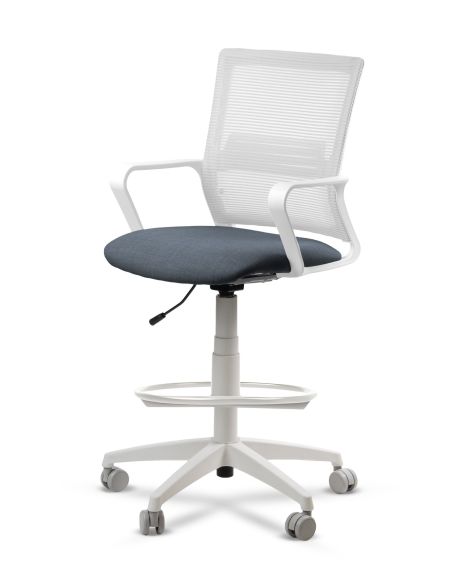 Silla de Trabajo LINK White Cajera Neumática con Asiento Tela Cielo
