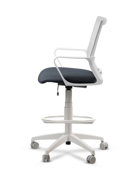 Silla de Trabajo LINK White Cajera Neumática con Asiento Tela Cielo