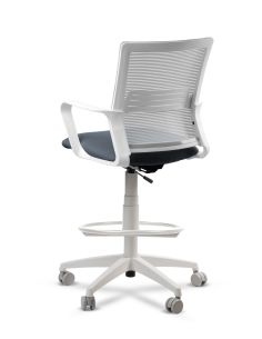 Silla de Trabajo LINK White Cajera Neumática con Asiento Tela Cielo 2