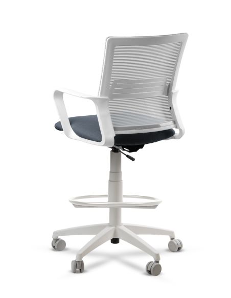 Silla de Trabajo LINK White Cajera Neumática con Asiento Tela Cielo