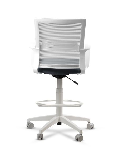 Silla de Trabajo LINK White Cajera Neumática con Asiento Tela Cielo