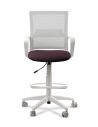 Silla de Trabajo LINK White Cajera Neumática con Asiento Tela Ciruela