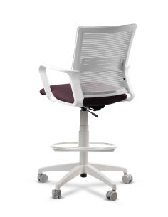 Silla de Trabajo LINK White Cajera Neumática con Asiento Tela Ciruela 2