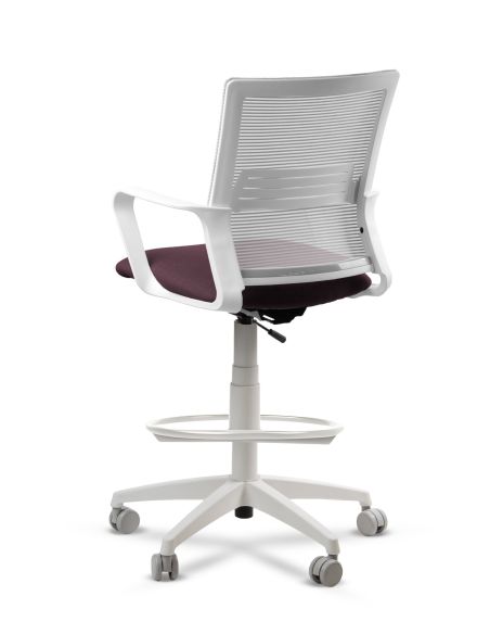 Silla de Trabajo LINK White Cajera Neumática con Asiento Tela Ciruela