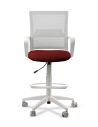 Silla de Trabajo LINK White Cajera Neumática con Asiento Tela Roja