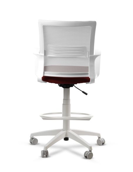 Silla de Trabajo LINK White Cajera Neumática con Asiento Tela Roja