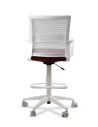 Silla de Trabajo LINK White Cajera Neumática con Asiento Tela Roja