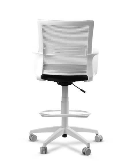 Silla de Trabajo LINK White Cajera Neumática con Asiento Tela Negra