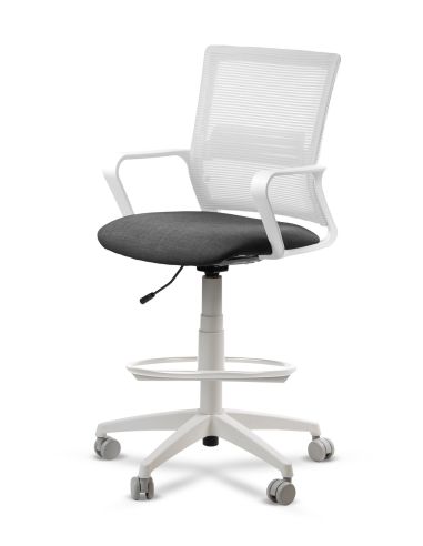 Silla de Trabajo LINK White Cajera Neumática con Asiento Tela Gris