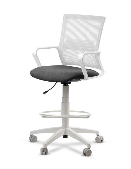 Silla de Trabajo LINK White Cajera Neumática con Asiento Tela Gris