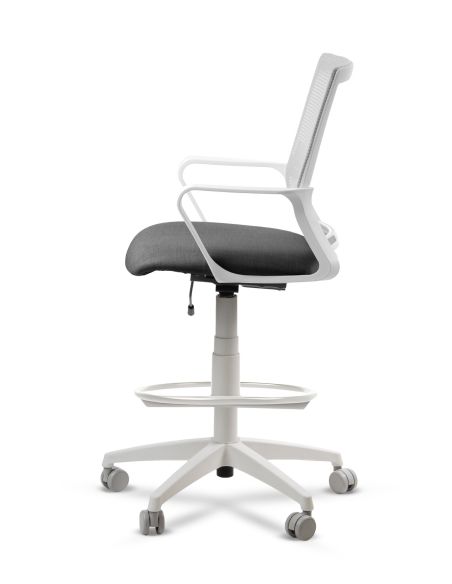 Silla de Trabajo LINK White Cajera Neumática con Asiento Tela Gris