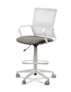 Silla de Trabajo LINK White Cajera Neumática con Asiento Tela Stone