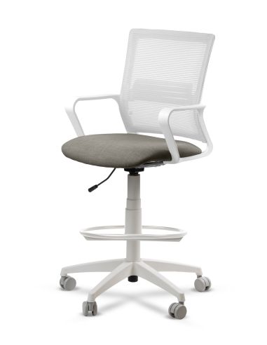 Silla de Trabajo LINK White Cajera Neumática con Asiento Tela Stone