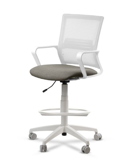 Silla de Trabajo LINK White Cajera Neumática con Asiento Tela Stone