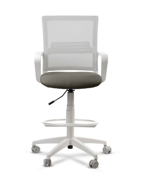 Silla de Trabajo LINK White Cajera Neumática con Asiento Tela Stone