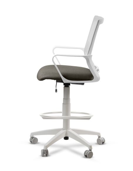 Silla de Trabajo LINK White Cajera Neumática con Asiento Tela Stone