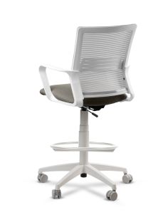Silla de Trabajo LINK White Cajera Neumática con Asiento Tela Stone 2