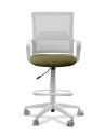 Silla de Trabajo LINK White Cajera Neumática con Asiento Tela Verde