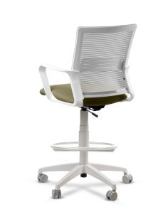 Silla de Trabajo LINK White Cajera Neumática con Asiento Tela Verde 2