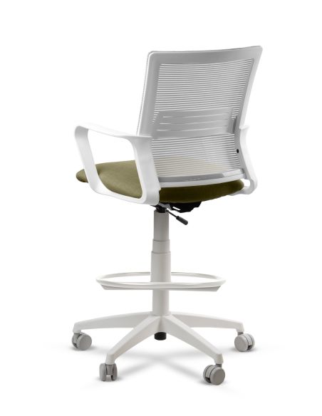 Silla de Trabajo LINK White Cajera Neumática con Asiento Tela Verde