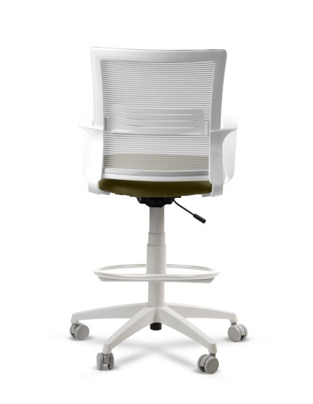 Silla de Trabajo LINK White Cajera Neumática con Asiento Tela Verde
