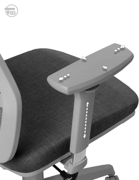 Silla COOL Grey 5D - Silla de Oficina Gris con Apoyabrazos regulables