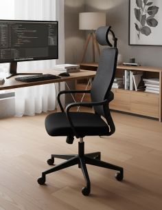 Silla Ergonómica Moderna Basculante con Apoyacabeza Baffi Black 2