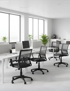 Silla de Trabajo LINK ROLIC Negra Neumática con Asiento de Cuero Sintético 2