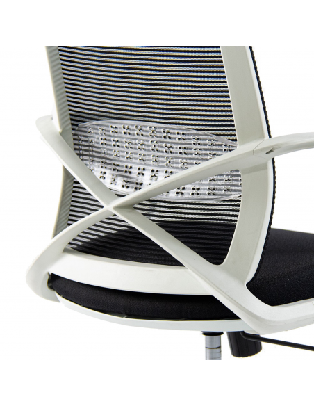 Silla de Oficina Blanca con Cabezal - Equis Rolic con Apoyo Lumbar