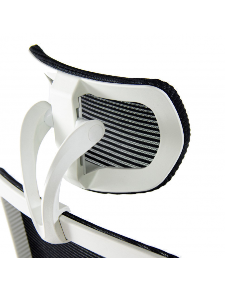 Silla de Oficina Blanca con Cabezal - Equis Rolic con Apoyo Lumbar