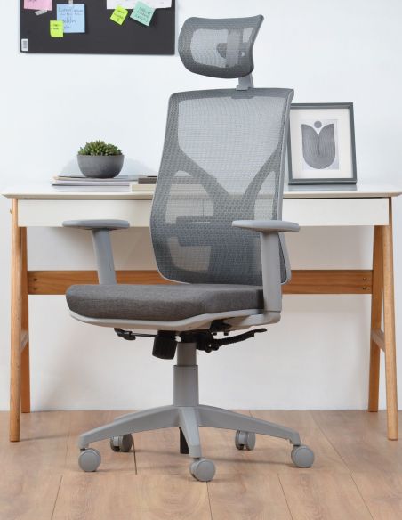 Silla Gris Escritorio Pc Ergonómica Oficina Cool Kronos Giratoria Reclinable con Ruedas