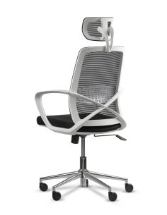 Silla de Oficina Blanca con Cabezal - Equis Rolic con Apoyo Lumbar 2