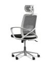 Silla de Oficina Blanca con Cabezal - Equis Rolic con Apoyo Lumbar