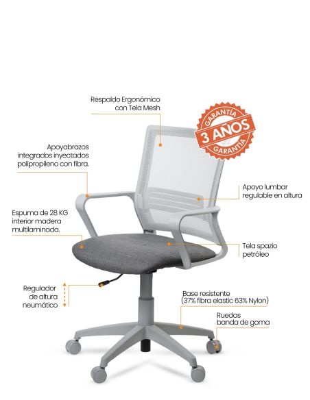 Silla Grey Gris Oficina Link Ergonomica Negra Soporte Lumbar Giratoria Respaldo Tapizado Red Mesh Regulable En Altura Silla Grey Gris Oficina Link Ergonomica Negra Soporte Lumbar Giratoria Respaldo Tapizado Red Mesh Regulable En Altura