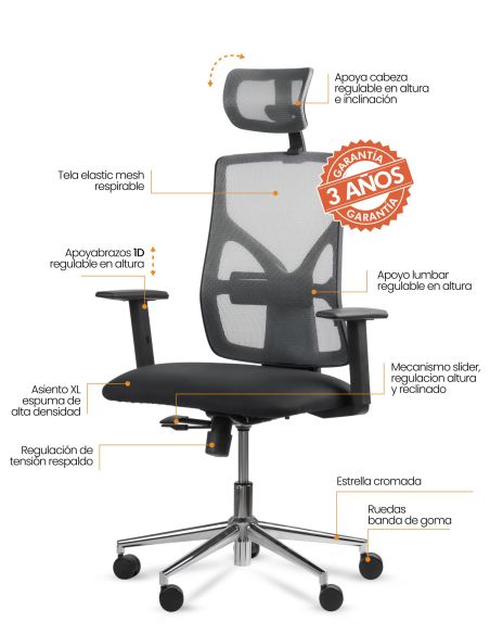 Silla Escritorio Pc Ergonómica Oficina Cool Kronos Giratoria Reclinable con Ruedas Silla Escritorio Pc Ergonómica Oficina Cool Kronos Giratoria Reclinable con Ruedas