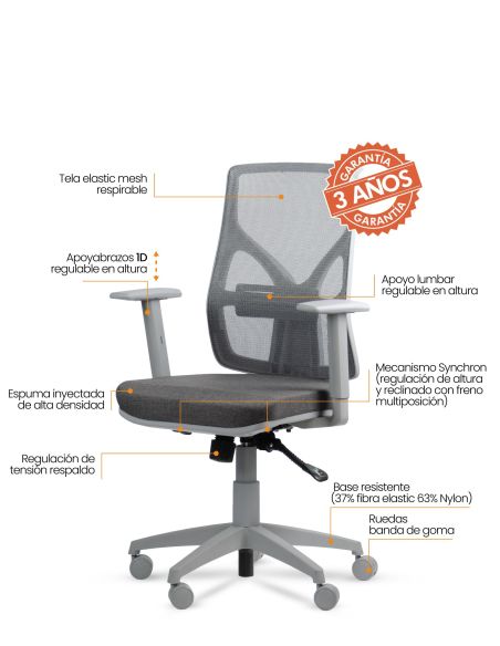 Silla Gris Escritorio Pc Ergonómica Oficina Cool Kronos Giratoria Reclinable con Ruedas Silla Gris Escritorio Pc Ergonómica Oficina Cool Kronos Giratoria Reclinable con Ruedas
