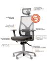 Silla Gris Escritorio Pc Ergonómica Oficina Cool Kronos Giratoria Reclinable con Ruedas