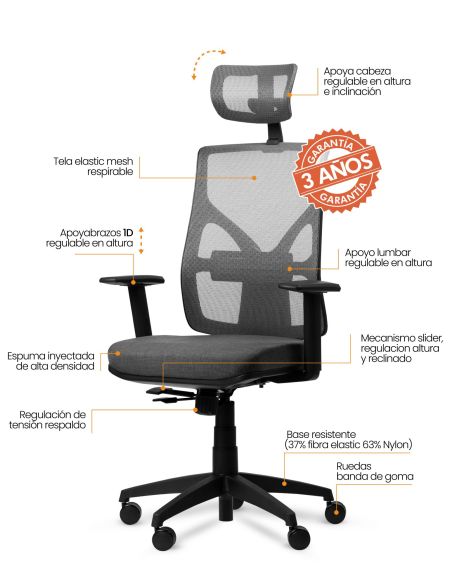 Silla Escritorio Pc Ergonómica Oficina Cool Kronos Giratoria Reclinable con Ruedas Silla Escritorio Pc Ergonómica Oficina Cool Kronos Giratoria Reclinable con Ruedas