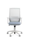 Silla Grou Blanca - Nueva Silla de Oficina Ergonómica - Tapizado Celeste