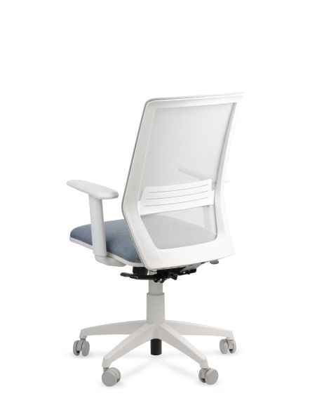 Silla Grou Blanca - Nueva Silla de Oficina Ergonómica - Tapizado Celeste