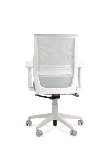 Silla Grou Blanca - Nueva Silla de Oficina Ergonómica - Tapizado Celeste