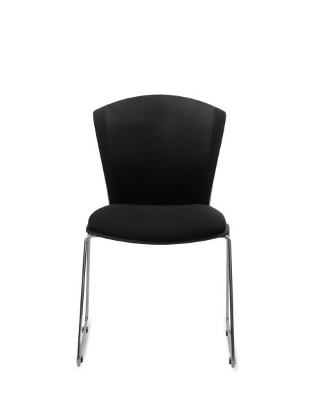 Silla Cafe Negra Trineo Cromado