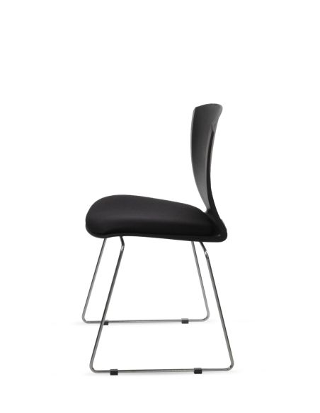 Silla Cafe Negra Trineo Cromado