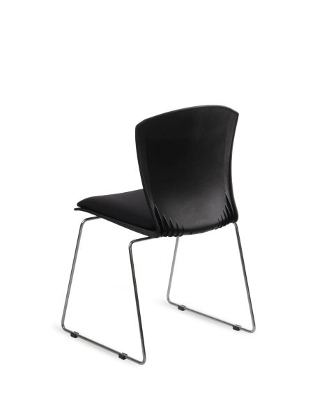 Silla Cafe Negra Trineo Cromado