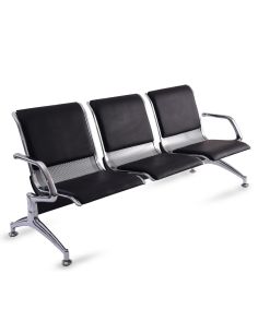 Silla Tandem 3 cuerpos Cromado Tapizado Metálico