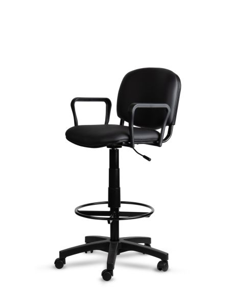 Silla Cajera con Apoyabrazos Tapizada en Cuero Sintético - Somos Fabricantes