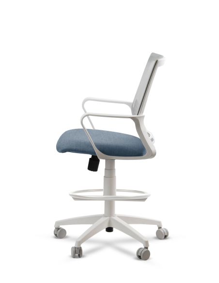 Silla de Trabajo LINK White Cajera Neumática con Asiento Tela Colores Silla de Trabajo LINK White Cajera Neumática con Asiento Tela Colores